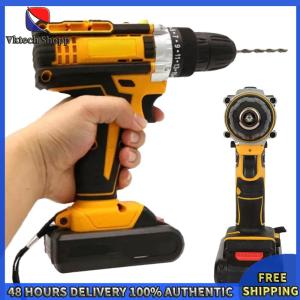 Vktech 21V Cordless Drill 3/8 นิ้ว Chuck Electric Power Drill 25+1 เครื่องมือไฟฟ้าคลัทช์ Max Torque 25+1 nm พร้อมไฟทำงาน