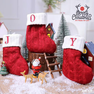 Christmas Boots Letters Christmas Stocking New Knitting Christmas Tree Pendant Decorations SnowflakeChristmas Socks h2609