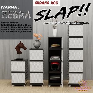 1 PINTU LEMARI PLASTIK PAKAIAN SERBAGUNA MINIMALIS SLAP KINGDOM ZEBRA FULL KUNCI PUTIH KUNCI AURORA RAINBOW