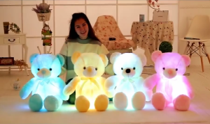 Teabelle  Creative Light Up LED Teddy Bear Stuffed Animal Plush Toy Colorful Glowing Teddy Bear Gift for Kid Size:30cm