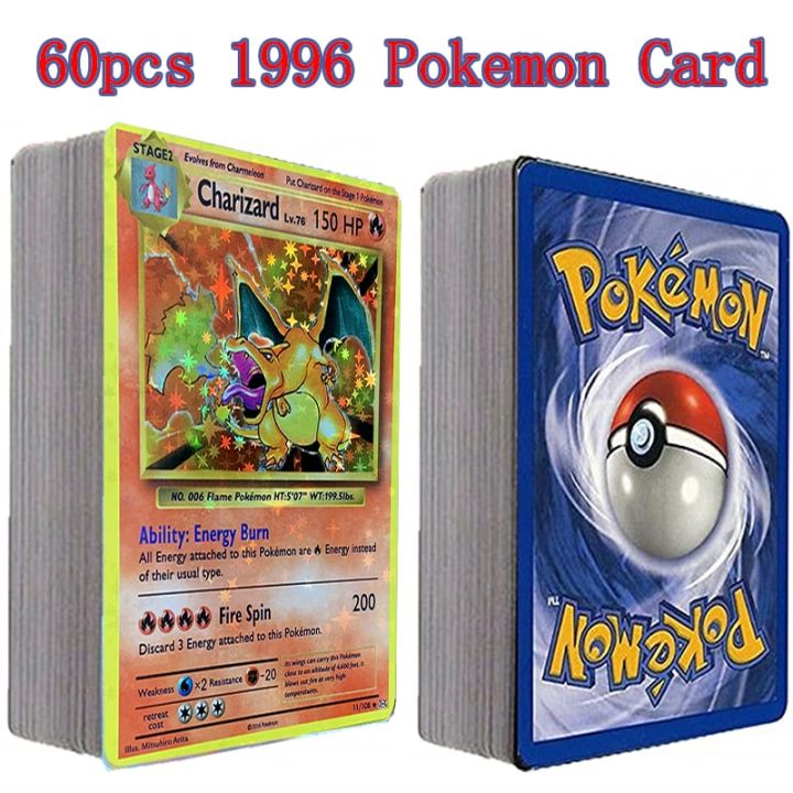 60pcs Pokemon 1996 Years Flash Card Box Case Charizard Pikachu Mewtwo ...