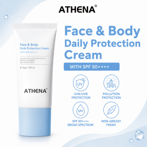 [No Lagkit / Zero White Cast] ATHENA Daily Protection Sunscreen Cream SPF 50+ PA++++ Face & Body Mineral Formula • Lightweight Hydrating & Brightening UV Shield