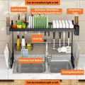 【Anti-Karat】Rak Dapur Stainless Steel Sink Dish Rack Rak Pinggan Sinki Dish Drainer Rak Kitchen Organizer Storage Rack. 