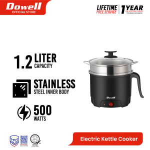 Dowell EKC-120S 1.2L Electric Kettle Cooker Easy to Use Multicooker Stainless Steel Body Boil Dry Protection