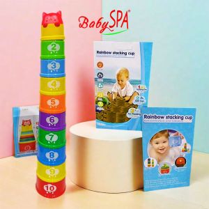 [𝐒𝐆 𝐒𝐞𝐥𝐥𝐞𝐫] BabySPA Rainbow Light-Up Stackable Cups Shower Scooper