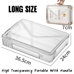 Long File Organizer Folder Document Organizer Clear File Box Paper Organizer With Handle Waterproof