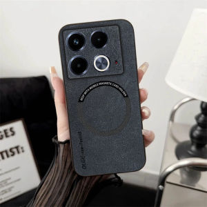 Casing Infinix Note 40 Leather Magnetic Support Wireless Charging