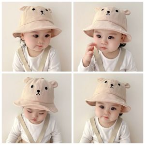 CHAOSON Solid Color Baby Bucket Hat Korean Cotton Boys Girls Sunhat Cute Casual Baby Bear Hat Toddler