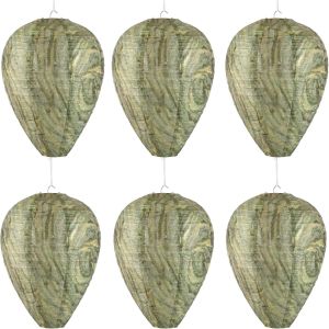DECYOOL 6 Pack Paper Wasp Nest Decoy Hanging Wasp Deterrent for Hornets Yellow Jackets