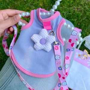AIMAYAPET Summer Pet Clothes with Leash Breathable Dopamine Colors Summer Clothes for Kittens & Puppy