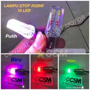 Lampu rem Stop LED Strob warna Merah & Putih berkedip kedip 33titik motor atau mobil
