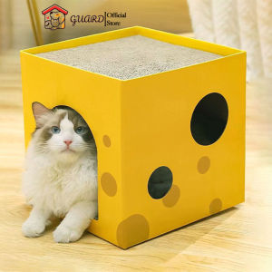 Cat Kitten Scratching Cardboard Corrugated Scratch Board Cat Pad Cheese Box Shape Paper Cat House