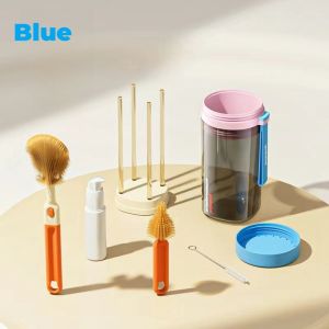 7 in 1 Bottle Brush Set Baby Milk Bottle Brush Drainage Rack Portable Travel Set- Silicone-152c4c8b