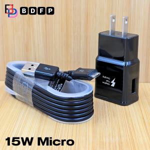 หัวชาร์จ 15W Micro BDFP สำหรับ Samsung ซัมซุง ชาร์จด่วนรวดเร็ว สายชาร์จ ไมโคร 2A 1.2m หัวชาร์จ Usb-A US สีดำ