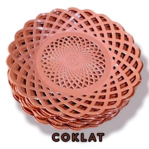 12 PCS - Piring Rotan Plastik / Alas Makan