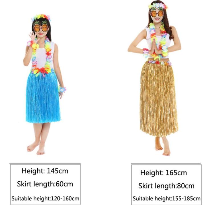 8 Pieces Fancy Dress Hula Skirt Costume Hawaiian Grass Skirt Dancer