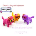 Toy dog ​​can bark and walk eyes glow leash wear glasses hat electric puppy retrograde dog plush toy. 