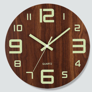 12-inch wooden Luminous wall clock luminous silent clock creative fluorescent clocks