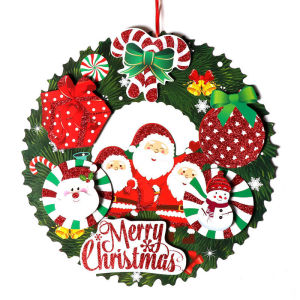 SKISOPGO 3D Christmas Wreath Christmas Door Decoration Xmas Paper Wreath Home Decor Door Hanging Decor