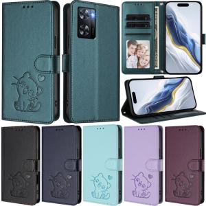 Luxury Casing For Oppo A57 A77 4G 2022 A54 4G A54s A74 4G A16 A76 A96 4G A94 A95 A54 5G A74 5G A52 A72 A92 A57s A77s 4G 2022 Heart Cat Pattern Wallet Leather Flip Cover Case