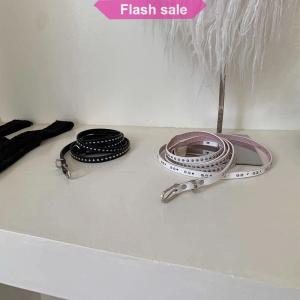 Flash Sale Y2K Punk Leather Double Thin Belt Women Men PU Black White Waist Strap Trendy Waistband Jeans Skirt Decoration