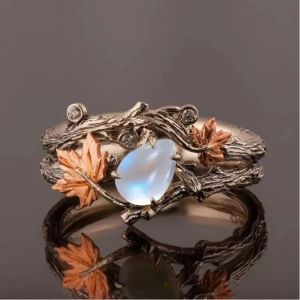 WATER Rhinestone Finger Rings Sparkling Vintage Jewelry Accessories Retro Temperament Moonstone Ring Holiday
