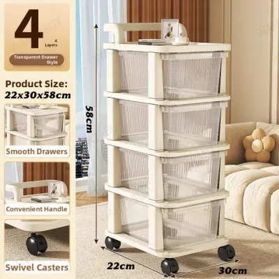 2/3/4/5 Trolley Rack Drawer Cabinet Stroller Baby Toy Storage Rack Cabinet Removable Floor Rak Snek Serbaguna 零食玩具小推车置物架
