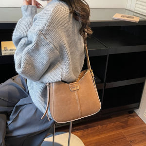 Túi xách nữ da mềm phong cách retro túi xô đeo vai/kẹp nách túi đeo chéo thời trang đa năng túi tote dây đeo bản rộng