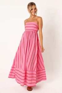 Foreign Trade Cross-Border 24 Spring and Summer Striped Spaghetti Straps Backless Swing Fresh Air Dress -88111㏇L0514