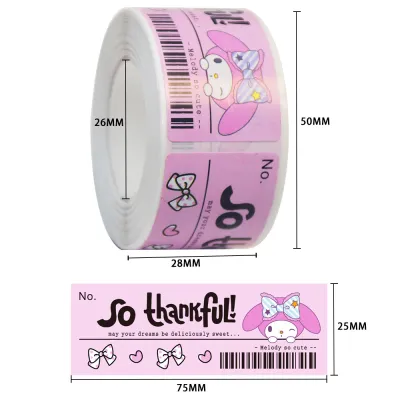 Sanrio Roll Stickers Cartoon Cute Thank You Label Kuromi Melody Sealing Tape Stationery