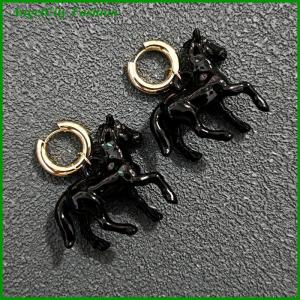 AngelCity Fashion Store Exaggeration Stereoscopic Small Horse Pendant Earrings For Women Creativity Cute Animal Earrings Charm Jewelry New Year Gift