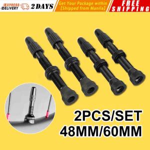 【2pcs】 60/48MM Tubeless Valve Core Wear-resistant Vacuum Nozzle Professional Tire Accessories Replacement Supplies Black Tubeless-Tire-Valve-Black-60MM