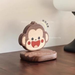 ZZSA 1 Piece Cute Solid Wood Monkey Phone Base Desktop Decoration Ornament Glasses Holder 9N5Q1