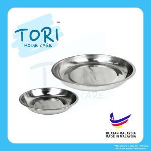 TORI HOME Stainless Steel Plate| Pingan Stainless Steel | Rice Plate | Pingan Nasi Besi | Stainless Steel Plate 9cm 10cm 12cm 14cm 16cm 18cm 20cm 22cm 24cm 26cm 28cm