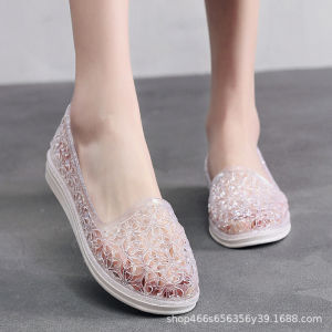 [Free Shipping] Summer New Style Closed-Toe Mesh Perforated Shoes For Women Crystal Shoes Hollowed-Out Non-Slip Soft Thick-Soled Outdoor Beach Sandals For Women