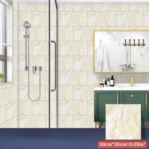 10 Pcs Vinyl Self Adhesive Flooring Waterproof Marble Wall Stickers Decorative Film Bathroom Kitchen Living Room Decals Renovation Floor