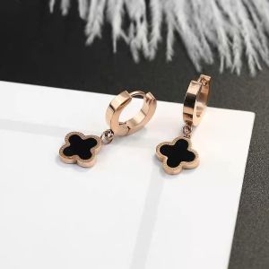 Anting Titanium Wanita Anti Karat Selamanya Anting Titanium Model Bunga Clavicula Hitam Terbaru 2023 Aksesoris Perhiasan Ori Korea