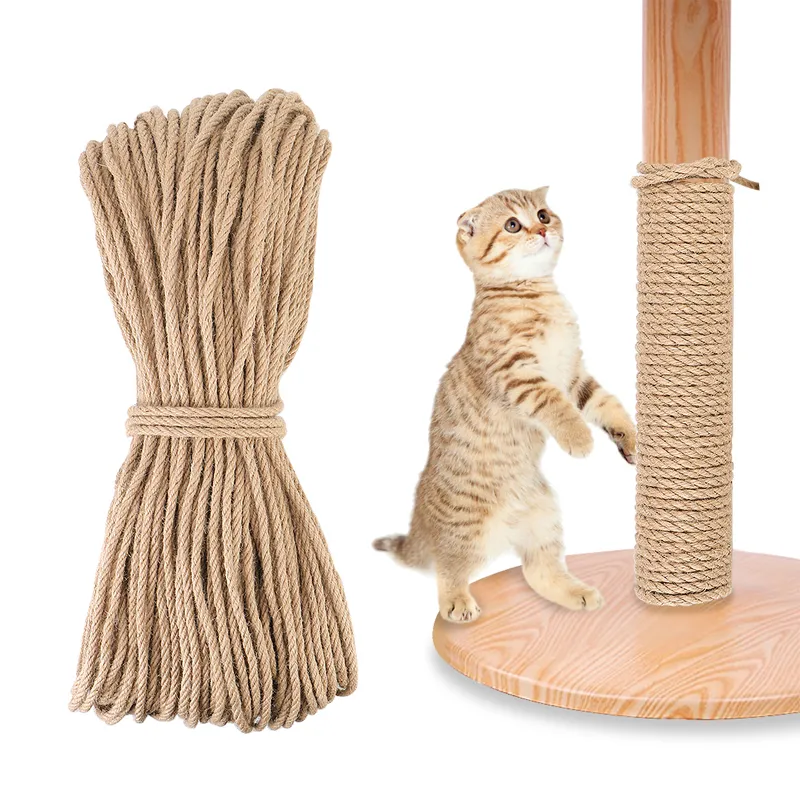 10m DIY Cat Scratcher Rope Jute Rope Twisted Sisal Rope Replacement Cat  Tree Scratching Post Cat Climbing