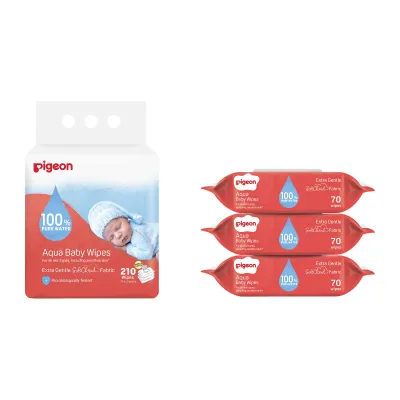 Pigeon Aqua Baby Wipes 70 Sheets x3 (with Fliptop)