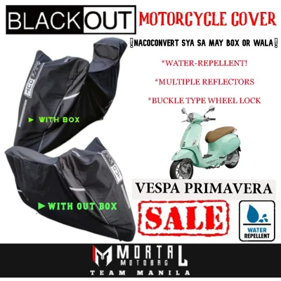 VESPA PRIMAVERA MOTORCYCLE COVER by Blackout BLCKOUT Motor Cover Convertible to with box and without box