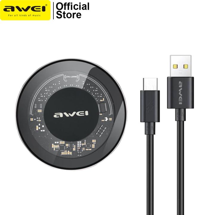 Awei W21 Ultra Thin Transparent Wireless Fast Charging 15W Quick Charge  with Type-C Cable 1m Short Circiut Protection Lazada PH