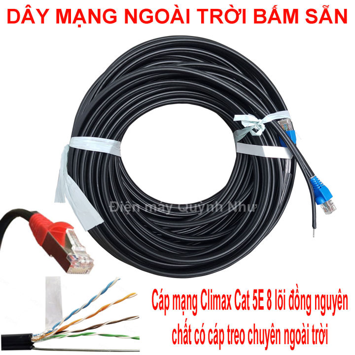 [HCM] 60m đến 100m Dây mạng ngoài trời 8 lõi đồng nguyên chất (bấm sẵn ...