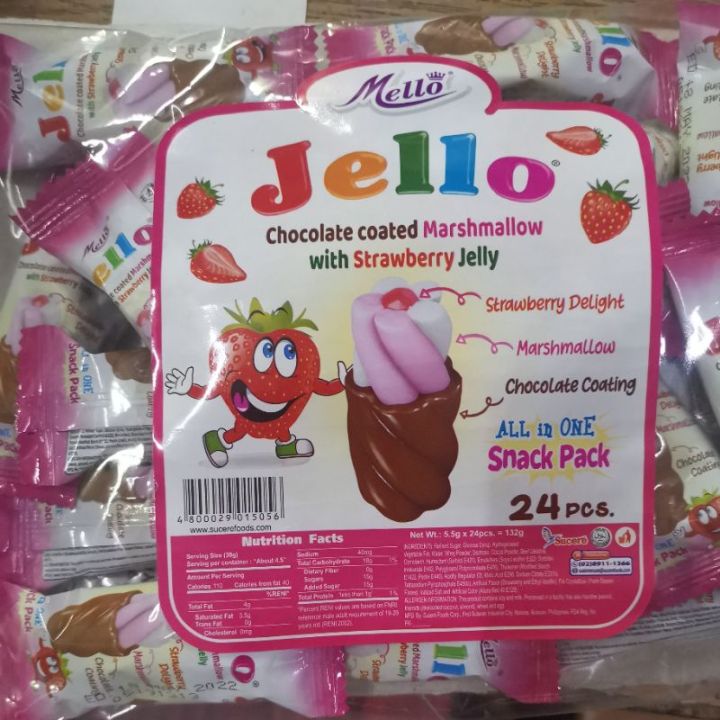 Mello Jello Chocolate Coated Marshmallow w/ Strawberry Jelly ( All in