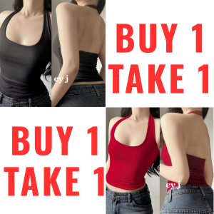 BUY 1 TAKE 1 (2PCS) Thiara Halter Neck Double Lining Full Length Top Basic Open Back For Women Womenswear Comfortable