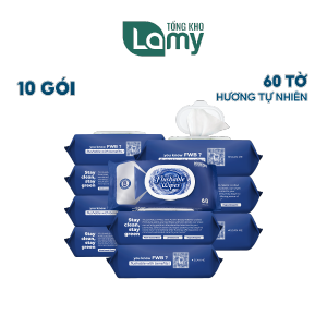 TỔNG KHO_Thùng 10 Gói Khăn ướt vệ sinh Flushable Wipes gói 60 TỜ tự tan trong nước tiện lợi tối đa