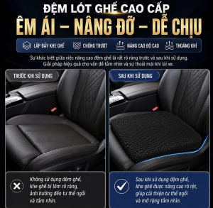 Đệm Ghế Ô Tô Tăng Tầm Nhìn 8Cm Cao Cấp – Đệm Nâng Ghế Lái Xe Hơi Lưới 3D Chống Trượt Êm Ái