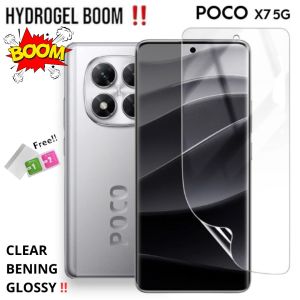 B00M Hydrogel BENING Depan Belakang Xiaomi POCO X7 PRO X6 X6PRO X5 X5Pro X3 NFC M6 Pro 4G M5 M5s M4Pro M3 Pro F6 F5 F4 GT F3 Tempered Glass Jelly CLEAR Pelindung Layar Anti Gores Jamur Transparan Screen Protector FULL Cover Bodi Back Case Friendly 5G 4G
