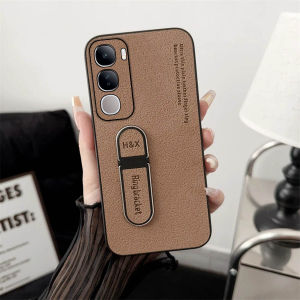 Case Compatible Vivo V40 Lite 4G / V40 Lite 5G Softcase Standing Luxury Plain Leather Ring Holder