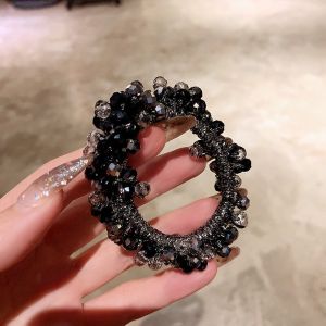 Korean Pearl Beaded Hair Scrunchie Crystal Elastic Hair Rubber Band Ponytail Hair Ties Women Hair Rope Hair Ring for Gir Hair Accessoriesl