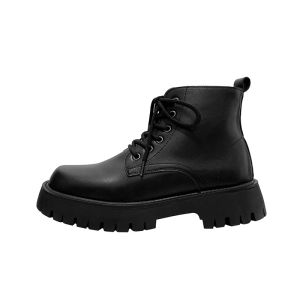 Mens black Martin boots fashionable zipper boots high top motorcycle riding waterproof Men Shoes